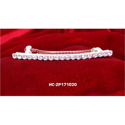 Hair Clip - 12 pcs 2.5" French Clip one-line Crystal Hair Clip - HC-ZP171020